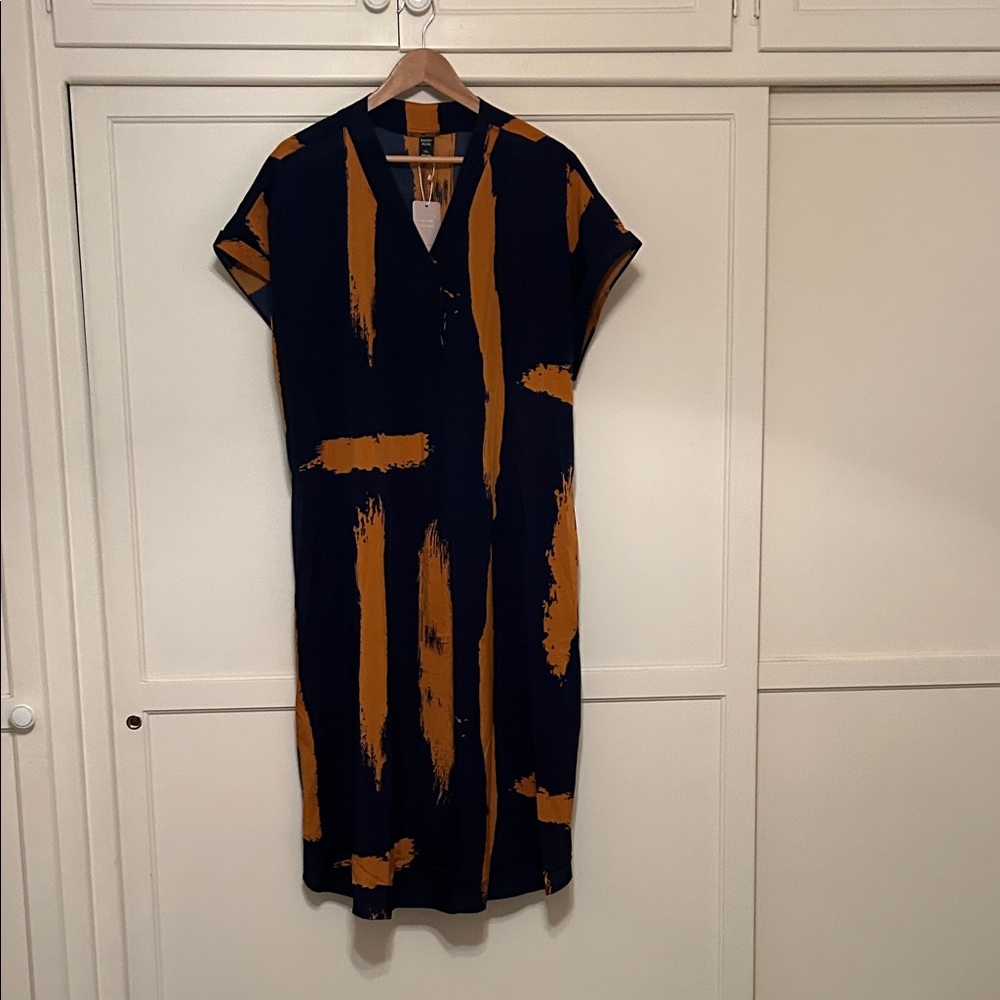 Stylish Navy and Orange Caftan Dress
